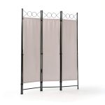 Room Divider Dkelincs 4-Panel Foldable Beige Privacy Screen-0