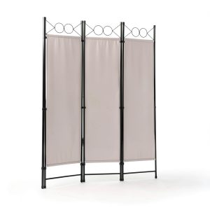 Room Divider Dkelincs 4-Panel Foldable Beige Privacy Screen-0