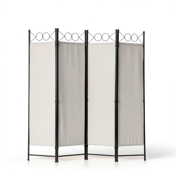Room Divider Dkelincs 4-Panel Foldable Beige Privacy Screen-5
