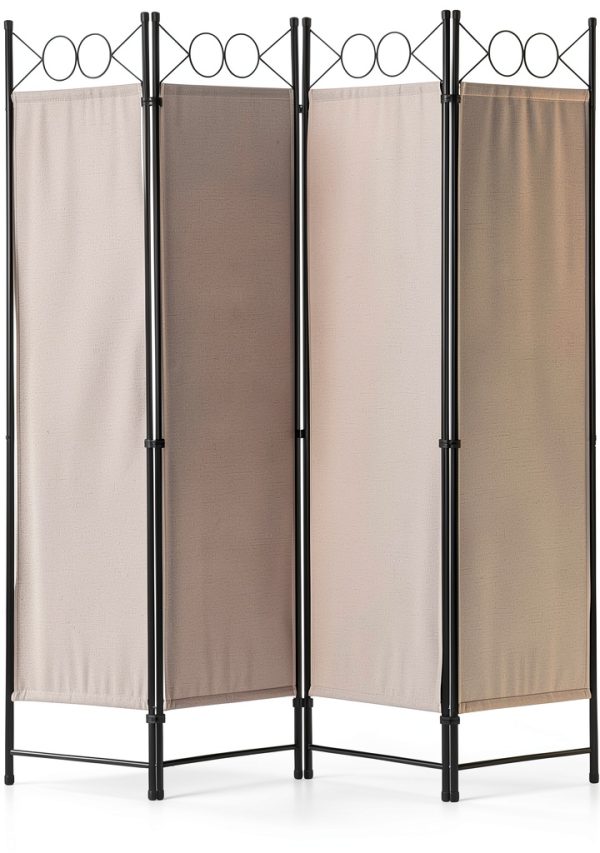 Room Divider Dkelincs 4-Panel Foldable Beige Privacy Screen-6