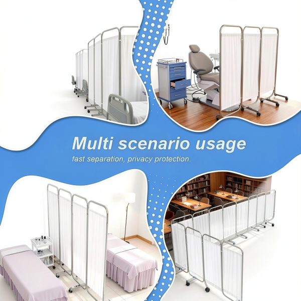 Medical Privacy Screen Yunlake 4-Panel Stainless Steel Divider 79x71-8