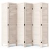 Room Divider Wood Folding Panel Screen 6 Panel Privacy Screens 5.75 FT Wall Divider Indoor Folding Portable Partition Screen for Home Office Restaurant,White-0