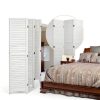 Room Divider Wood Folding Panel Screen 6 Panel Privacy Screens 5.75 FT Wall Divider Indoor Folding Portable Partition Screen for Home Office Restaurant,White-6