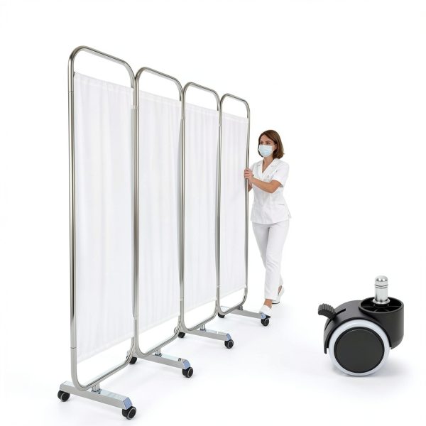 Medical Privacy Screen Yunlake 4-Panel Stainless Steel Divider 79x71-3