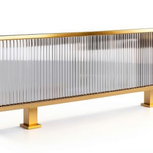 Privacy Screen Panel Gold Steel Partition 1.5m x 30cm for Restaurants-0
