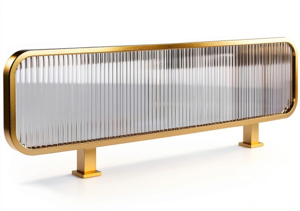 Privacy Screen Panel Gold Steel Partition 1.5m x 30cm for Restaurants-0