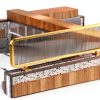 Privacy Screen Panel Gold Steel Partition 1.5m x 30cm for Restaurants-1