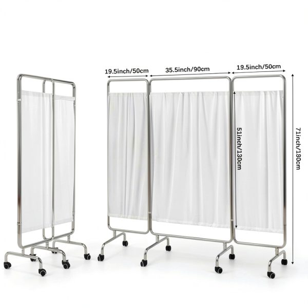 3 Panel Privacy Screen Rolling Casters HunnmingRe 75" x 71" Divider-1
