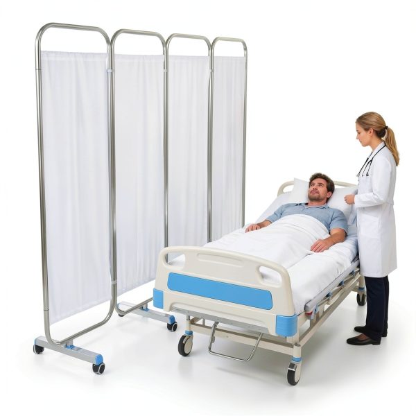 Medical Privacy Screen Yunlake 4-Panel Stainless Steel Divider 79x71-7