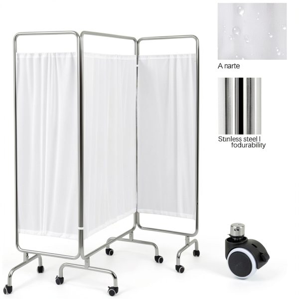 3 Panel Privacy Screen Rolling Casters HunnmingRe 75" x 71" Divider-3