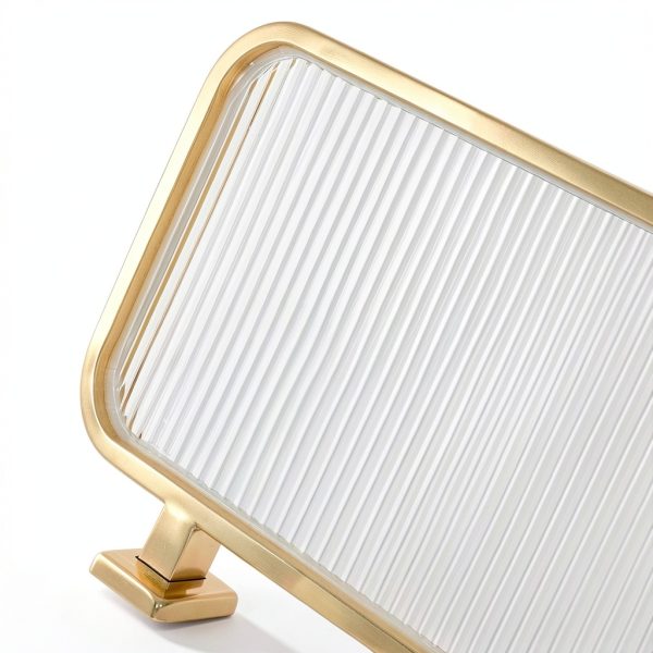 Privacy Screen Panel Gold Steel Partition 1.5m x 30cm for Restaurants-4
