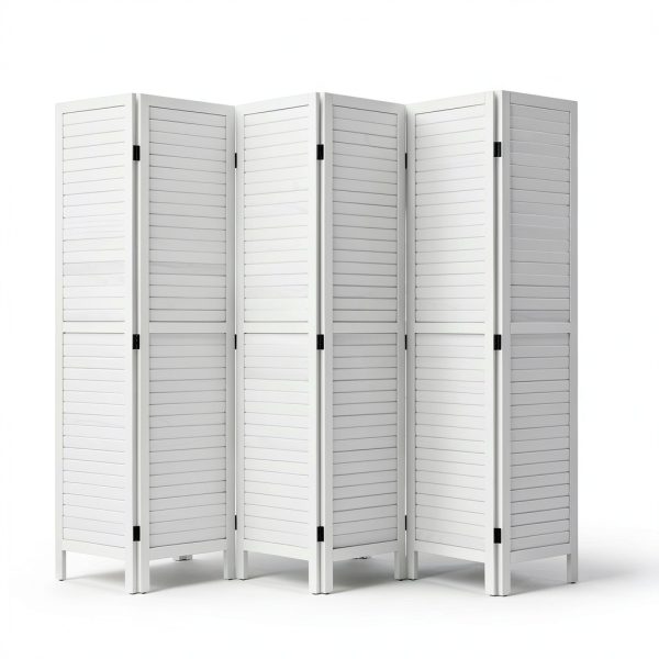 Room Divider Wood Folding Panel Screen 6 Panel Privacy Screens 5.75 FT Wall Divider Indoor Folding Portable Partition Screen for Home Office Restaurant,White-1