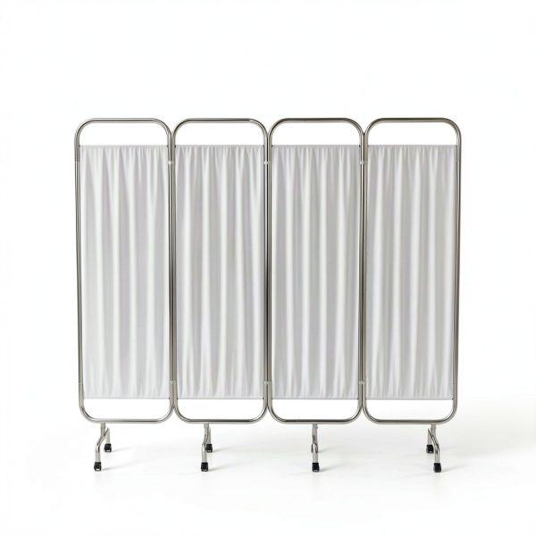 Medical Privacy Screen tonchean 4-Panel Divider with Wheels White-2