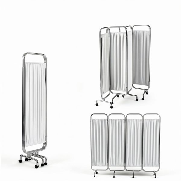 Medical Privacy Screen tonchean 4-Panel Divider with Wheels White-4