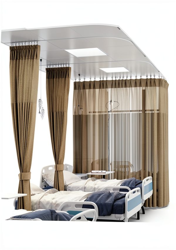 Hospital Curtain Fllwow Privacy Screen 188x96 Grey Flame Retardant-2