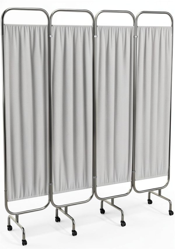 Medical Privacy Screen tonchean 4-Panel Divider with Wheels White-0