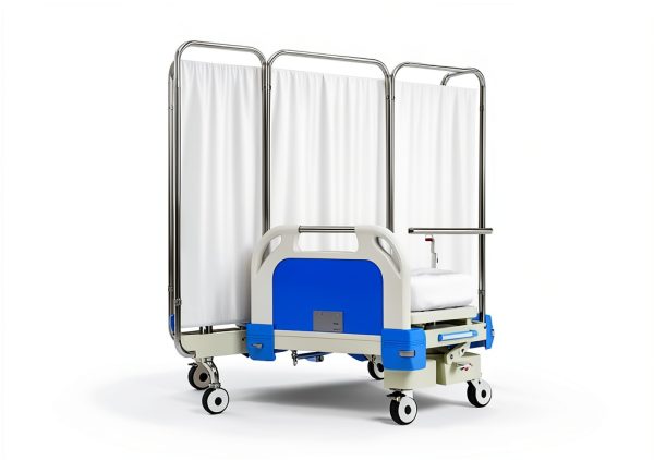 Medical Privacy Screen tonchean 4-Panel Divider with Wheels White-6